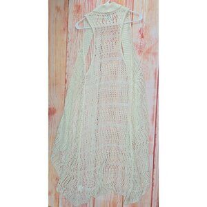 Ariat Womens Cream Open Knit Sleeveless Cardigan Vest Large Lightweight